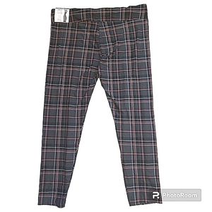 High-Rise Leggings Fitted Ankle length Plaid Sueded Soft Plus Size Loungewear